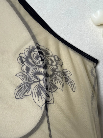 Rose Sheer Backless Bodysuit